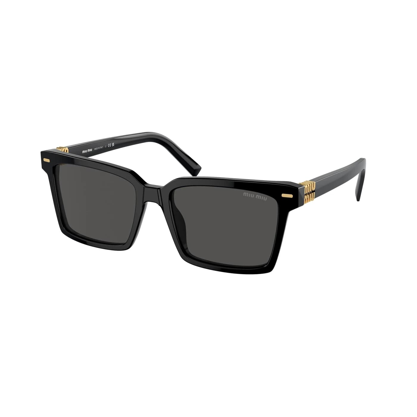 Montatura Miu Miu 13ZS - Occhiali da sole rettangolari neri Nero disponibile da Carl Ottica